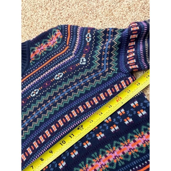 Chaps Y2K Sweater Womens Medium Blue Fair Isle Nordic Ski Grunge Cottage Preppy - Picture 7 of 9
